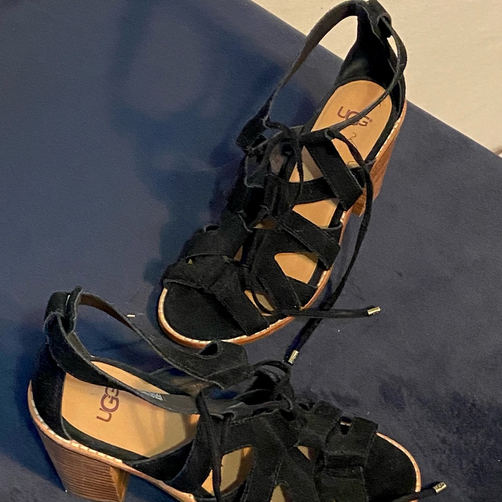 UGG Black Suede Strappy Heels - Picture 5 of 5